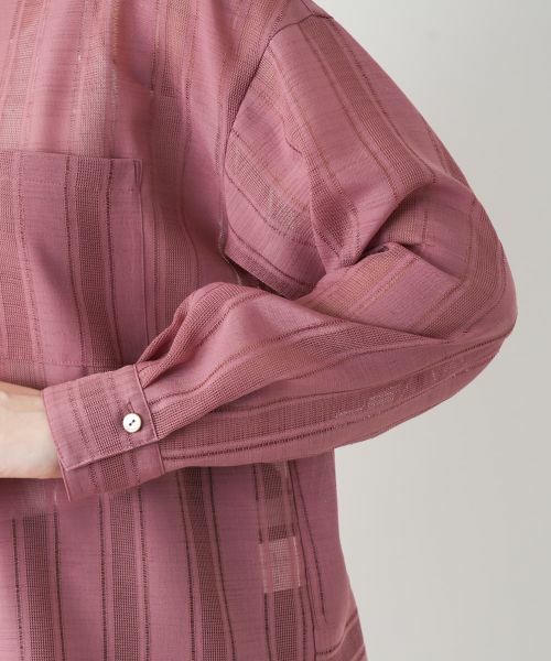 Leilian / レリアン シャツ・ブラウス | 透かしストライプブラウス | 詳細13