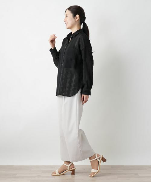 Leilian / レリアン シャツ・ブラウス | 透かしストライプブラウス | 詳細2