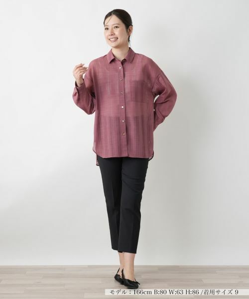 Leilian / レリアン シャツ・ブラウス | 透かしストライプブラウス | 詳細4