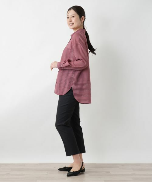 Leilian / レリアン シャツ・ブラウス | 透かしストライプブラウス | 詳細5