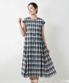 Leilian ピンク系チェック 半袖ワンピース Leilian ピンク系チェック 半袖ワンピース ワンピース
