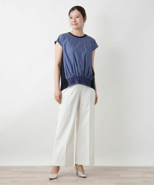 Leilian / レリアン カットソー | ストライプ切替カットソー | 詳細1