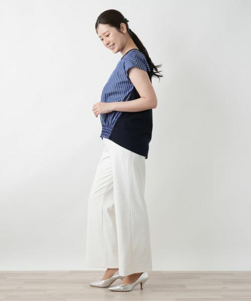 Leilian / レリアン カットソー | ストライプ切替カットソー | 詳細2