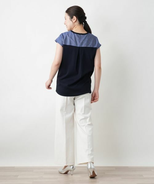 Leilian / レリアン カットソー | ストライプ切替カットソー | 詳細3