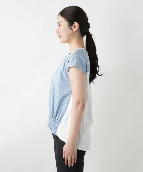 Leilian / レリアン カットソー | ストライプ切替カットソー | 詳細8
