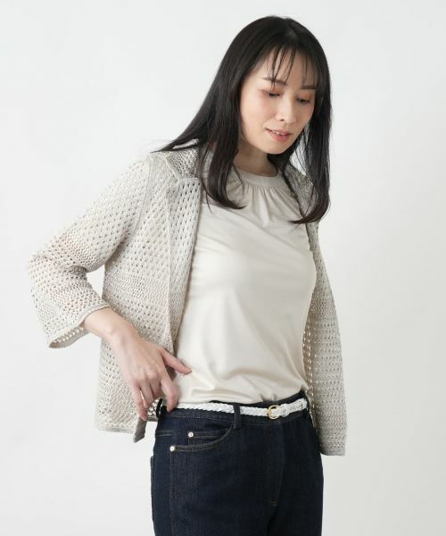 Leilian / レリアン ベルト・サスペンダー | 編み込み切替ナローベルト | 詳細3