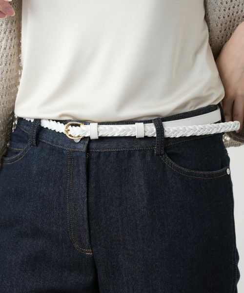 Leilian / レリアン ベルト・サスペンダー | 編み込み切替ナローベルト | 詳細4