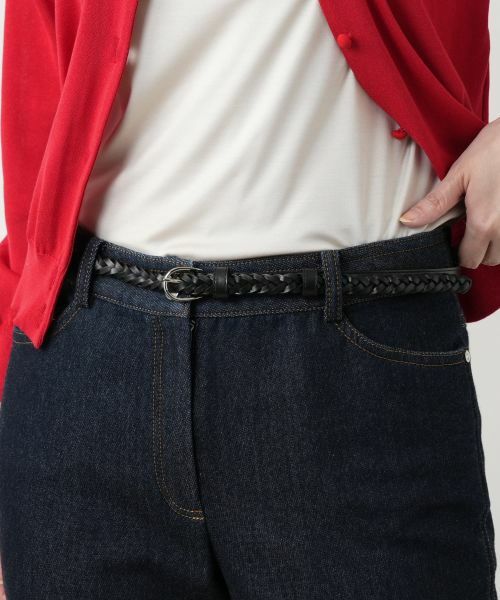 Leilian / レリアン ベルト・サスペンダー | 編み込み切替ナローベルト | 詳細8