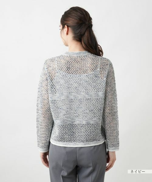 Leilian / レリアン カーディガン・ボレロ | ラメクルーネックカーディガン | 詳細9