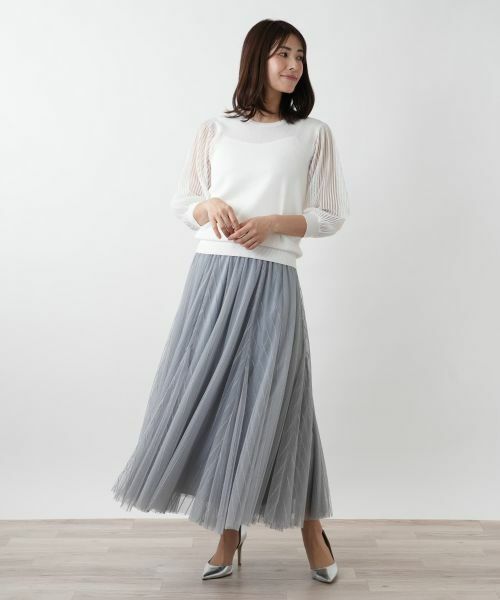 Leilian / レリアン ミニ・ひざ丈スカート | 【店舗人気】メッシュフレアスカート | 詳細1