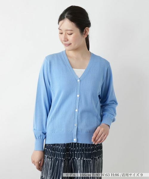 Leilian/レリアン Vネックカーディガン【Leilian WHITE LABEL】 コバルトブルー 11(L)