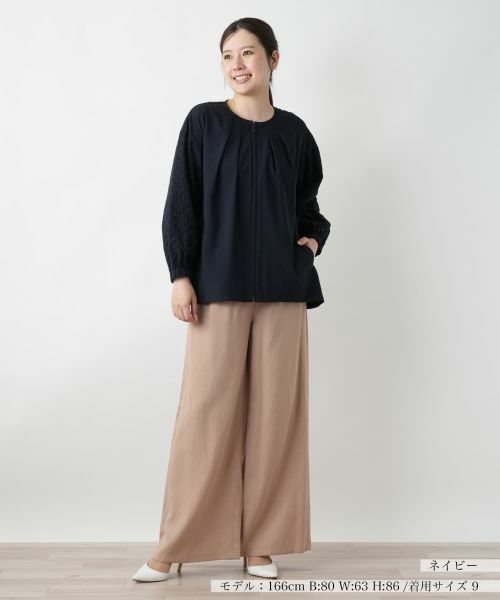 Leilian / レリアン テーラードジャケット | レース切替ノーカラージャケット【Leilian WHITE LABEL】 | 詳細4