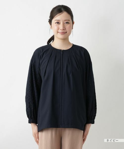 Leilian / レリアン テーラードジャケット | レース切替ノーカラージャケット【Leilian WHITE LABEL】 | 詳細7