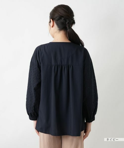 Leilian / レリアン テーラードジャケット | レース切替ノーカラージャケット【Leilian WHITE LABEL】 | 詳細9