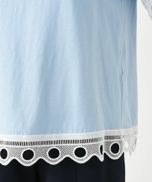 Leilian / レリアン Tシャツ | カットワークレースTシャツ-BLUBIANCO | 詳細10