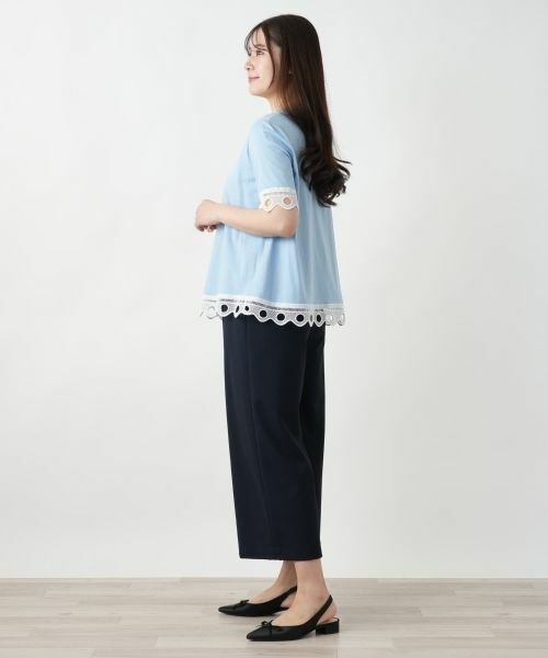 Leilian / レリアン Tシャツ | カットワークレースTシャツ-BLUBIANCO | 詳細2