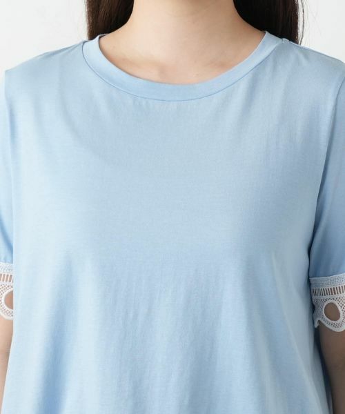 Leilian / レリアン Tシャツ | カットワークレースTシャツ-BLUBIANCO | 詳細7