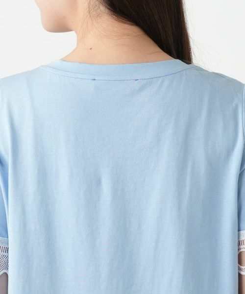 Leilian / レリアン Tシャツ | カットワークレースTシャツ-BLUBIANCO | 詳細8