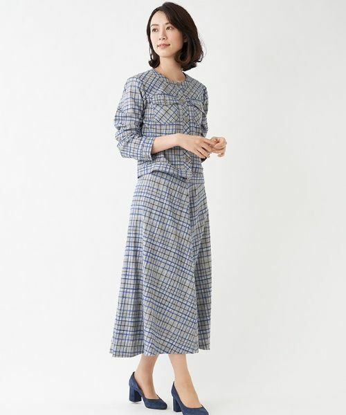 Leilian / レリアン テーラードジャケット | 【特別提供品】チェック柄ノーカラージャケット | 詳細1