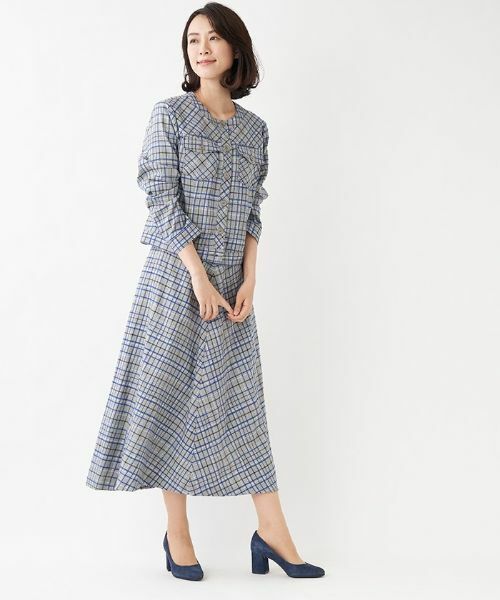 Leilian / レリアン テーラードジャケット | 【特別提供品】チェック柄ノーカラージャケット | 詳細2