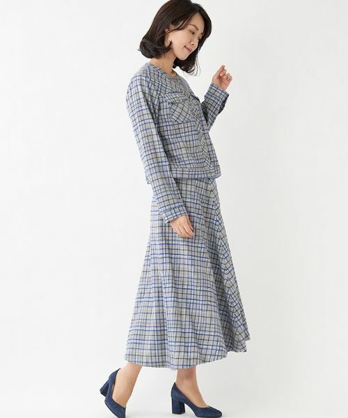 Leilian / レリアン テーラードジャケット | 【特別提供品】チェック柄ノーカラージャケット | 詳細3