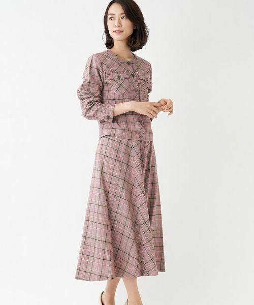 Leilian / レリアン テーラードジャケット | 【特別提供品】チェック柄ノーカラージャケット | 詳細5