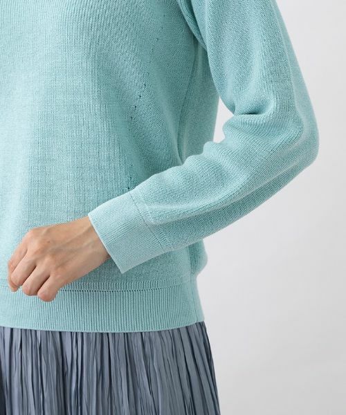 leilian - Leilian(レリアン) 長袖セーター サイズ9 M レディース - ライトブルー クルーネック/ラメ Leilian(レリアン) 長袖セーター サイズ9 M レディース美品