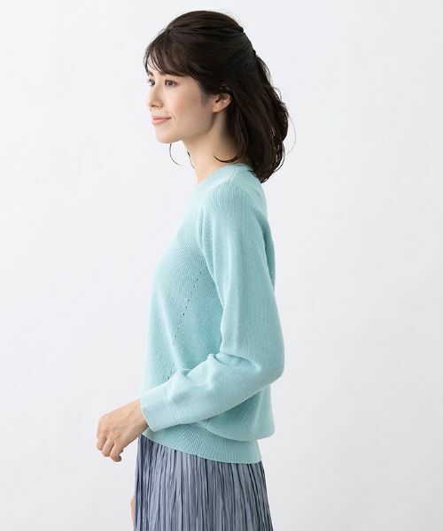 leilian - Leilian(レリアン) 長袖セーター サイズ9 M レディース - ライトブルー クルーネック/ラメ Leilian(レリアン) 長袖セーター サイズ9 M レディース美品