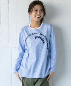 Leilian / レリアン Tシャツ | ボーダー×ロゴＴシャツ【MUSE BY ROCHAS Premiere】