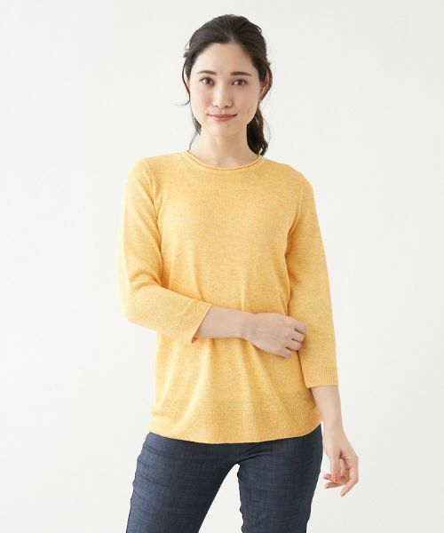 Leilian / レリアン ニット・セーター | クルーネックニットプルオーバー(イエロー)