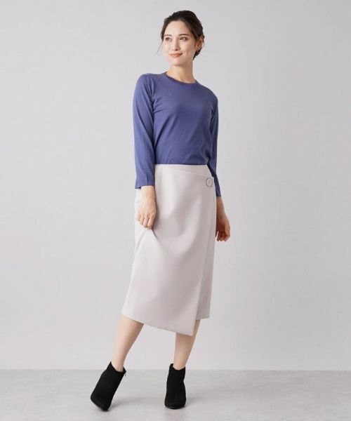 Leilian / レリアン ミニ・ひざ丈スカート | ミディ丈ラップスカート | 詳細11