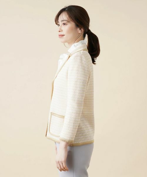 Leilian / レリアン テーラードジャケット | 異素材トリムニットジャケット | 詳細5