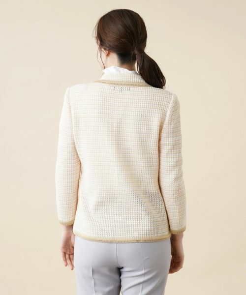 Leilian / レリアン テーラードジャケット | 異素材トリムニットジャケット | 詳細6