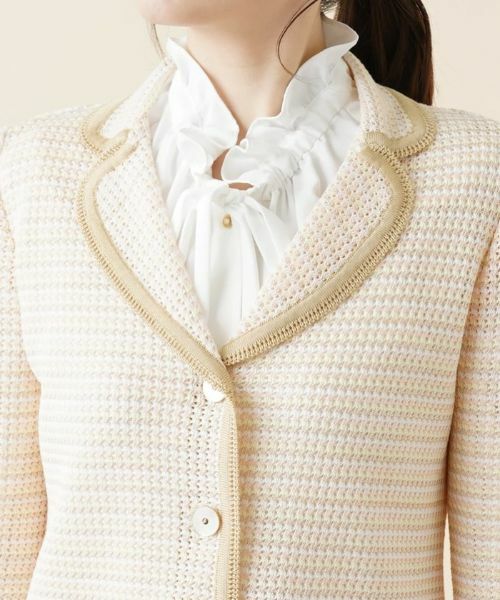 Leilian / レリアン テーラードジャケット | 異素材トリムニットジャケット | 詳細7