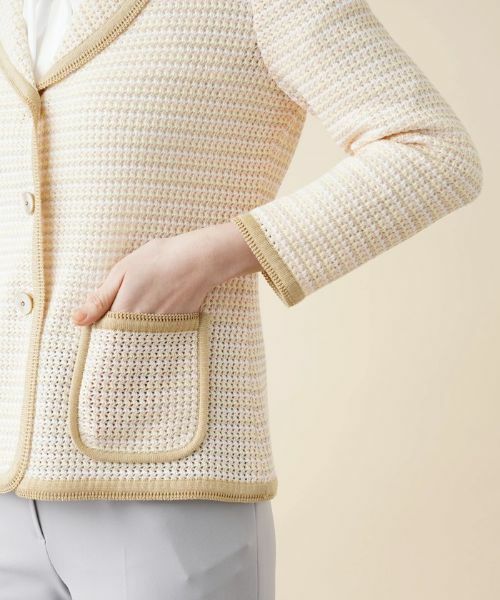 Leilian / レリアン テーラードジャケット | 異素材トリムニットジャケット | 詳細9