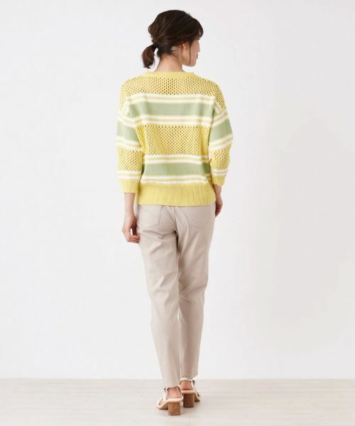 Leilian / レリアン ニット・セーター | ボーダー切替メッシュニット | 詳細3