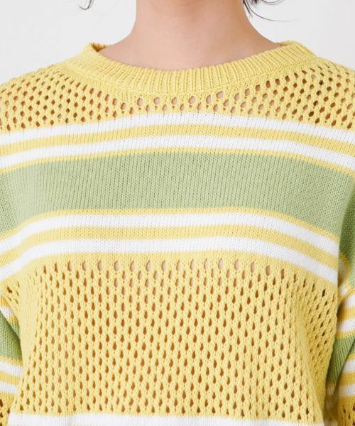 Leilian / レリアン ニット・セーター | ボーダー切替メッシュニット | 詳細7