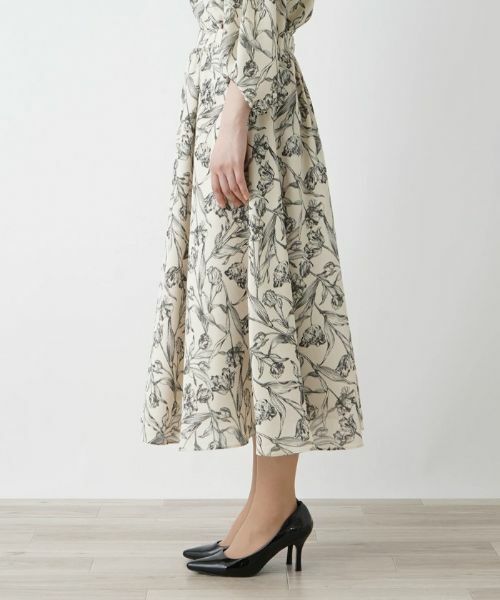 Leilian / レリアン ミニ・ひざ丈スカート | プリントロングフレアスカート | 詳細10