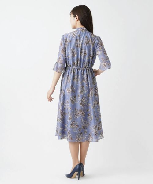 Leilian / レリアン ドレス | 洗えるフラワープリントミモレ丈ワンピース | 詳細3