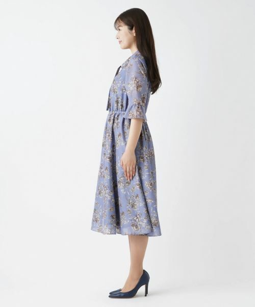 Leilian / レリアン ドレス | 洗えるフラワープリントミモレ丈ワンピース | 詳細5