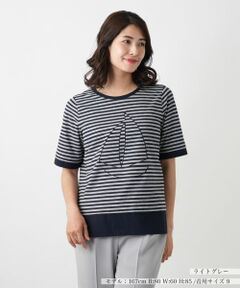 Leilian / レリアン Tシャツ | 刺繍ボーダーTシャツ