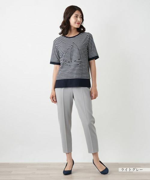 Leilian / レリアン Tシャツ | 刺繍ボーダーTシャツ | 詳細1