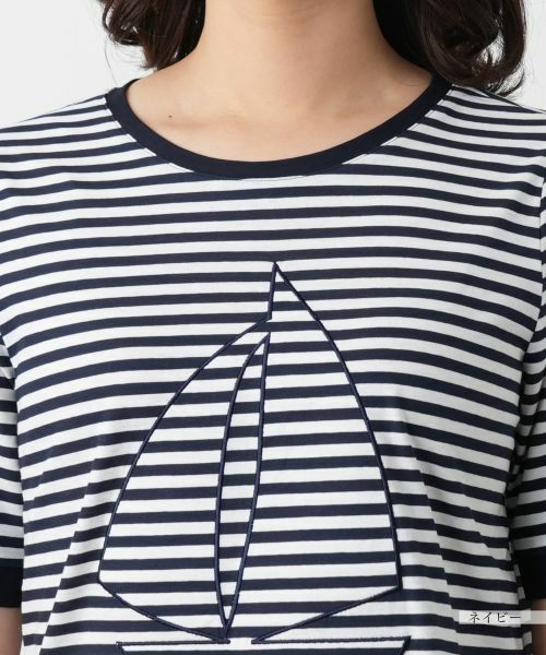 Leilian / レリアン Tシャツ | 刺繍ボーダーTシャツ | 詳細10