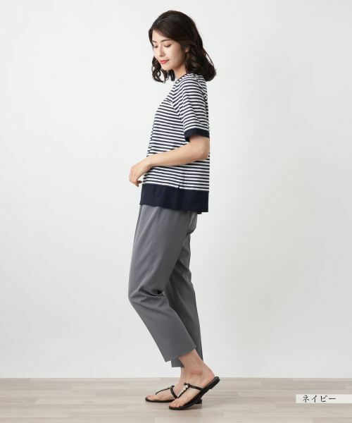 Leilian / レリアン Tシャツ | 刺繍ボーダーTシャツ | 詳細5