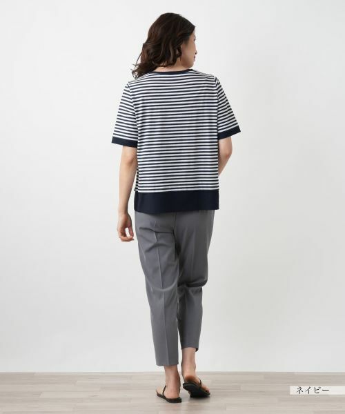 Leilian / レリアン Tシャツ | 刺繍ボーダーTシャツ | 詳細6