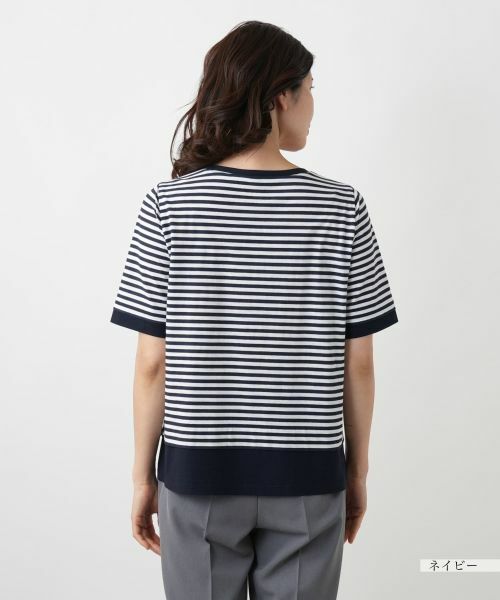 Leilian / レリアン Tシャツ | 刺繍ボーダーTシャツ | 詳細9