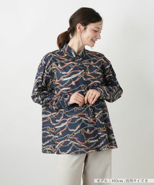 Leilian/レリアン チェーンベルトプリントブラウス ネイビー 13(XL)