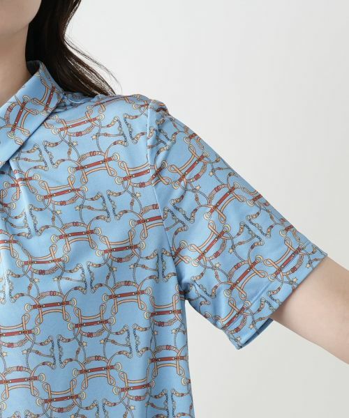 レリアン　13号＋　ポロシャツ プリントポロシャツ【Leilian WHITE LABEL】|レリアン