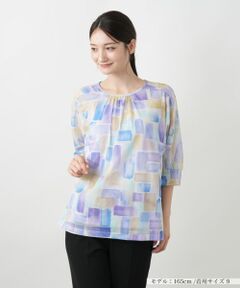 Leilian / レリアン 星座柄プリント切替カットソー【Leilian WHITE LABEL】 星座柄プリント切替カットソー【Leilian WHITE LABEL】|レリアン