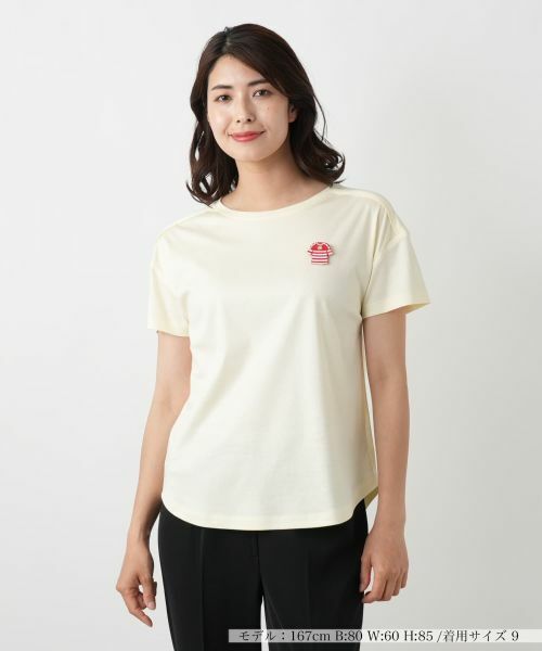 Leilian/レリアン ブローチ付きクルーネックカットソー レモンイエロー 9(M)